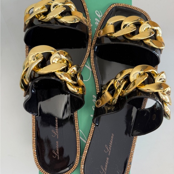 lauren larraine chan Black And Gold sandals womens 9 - Picture 3 of 7
